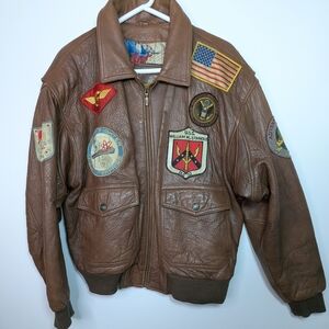 Vtg Leather Jacket M Aviator Top Gun Cockpit USA G-1 Flight Military Distressed